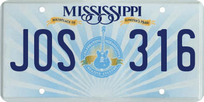 MS license plate JOS316