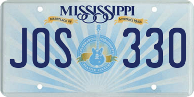 MS license plate JOS330