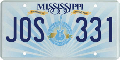 MS license plate JOS331