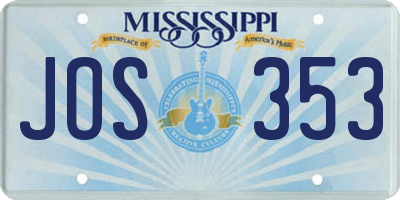 MS license plate JOS353