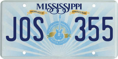 MS license plate JOS355