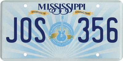 MS license plate JOS356