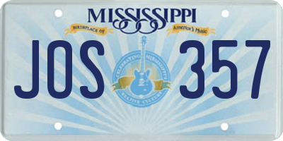 MS license plate JOS357