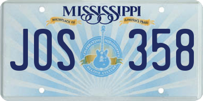 MS license plate JOS358