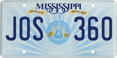 MS license plate JOS360