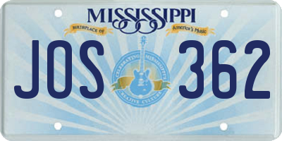 MS license plate JOS362
