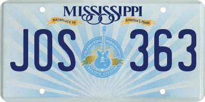 MS license plate JOS363