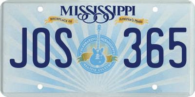 MS license plate JOS365