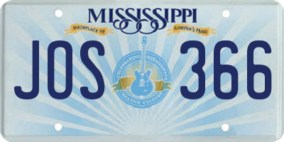 MS license plate JOS366