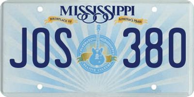 MS license plate JOS380