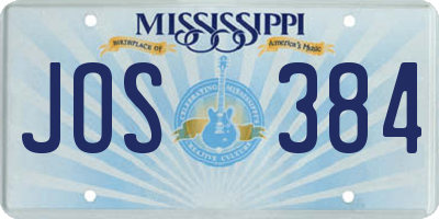 MS license plate JOS384