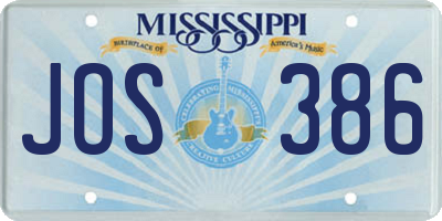 MS license plate JOS386