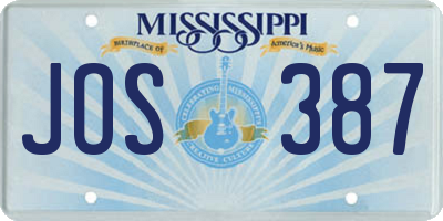 MS license plate JOS387
