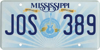 MS license plate JOS389