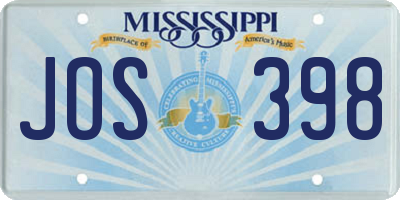 MS license plate JOS398