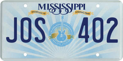 MS license plate JOS402