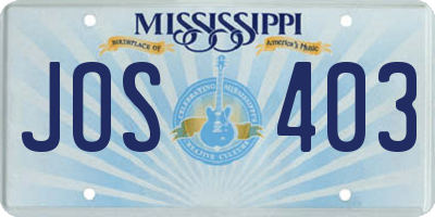 MS license plate JOS403