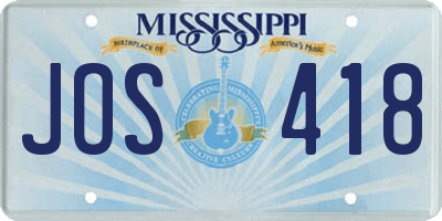 MS license plate JOS418