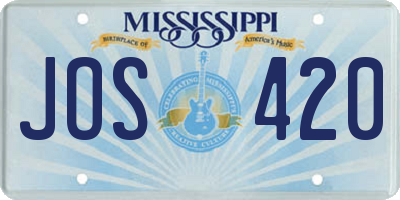 MS license plate JOS420