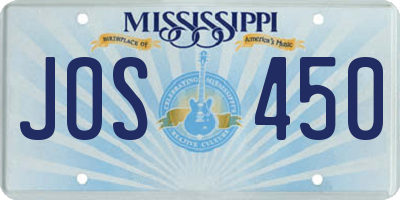 MS license plate JOS450