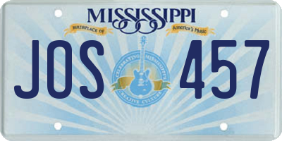 MS license plate JOS457