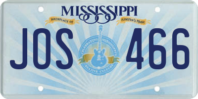 MS license plate JOS466
