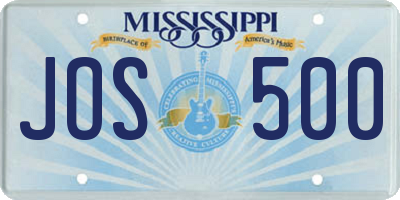 MS license plate JOS500