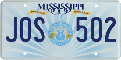 MS license plate JOS502