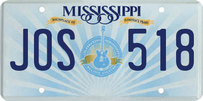 MS license plate JOS518