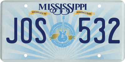 MS license plate JOS532