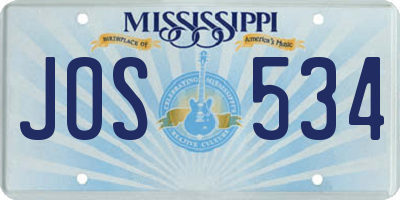 MS license plate JOS534