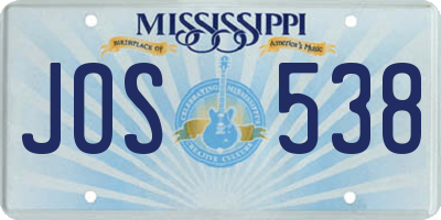 MS license plate JOS538