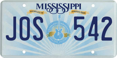 MS license plate JOS542