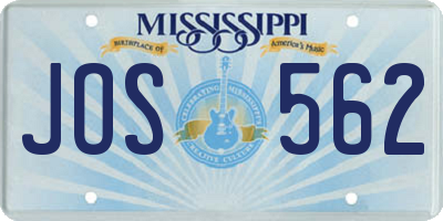 MS license plate JOS562
