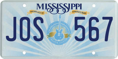 MS license plate JOS567