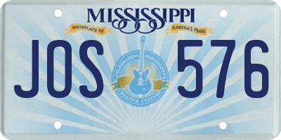 MS license plate JOS576