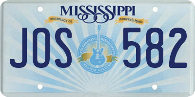 MS license plate JOS582
