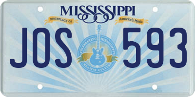 MS license plate JOS593