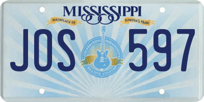 MS license plate JOS597