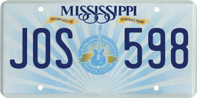 MS license plate JOS598