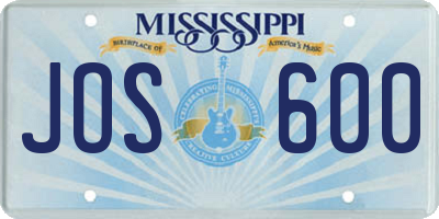 MS license plate JOS600