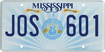 MS license plate JOS601