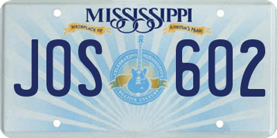MS license plate JOS602