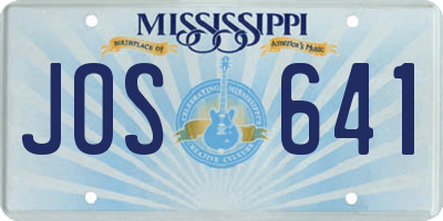 MS license plate JOS641