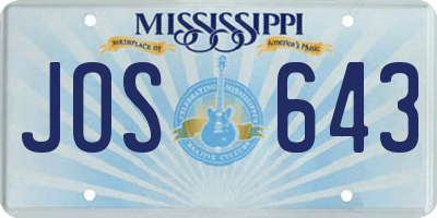 MS license plate JOS643