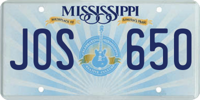 MS license plate JOS650