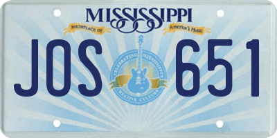 MS license plate JOS651