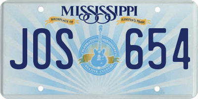 MS license plate JOS654