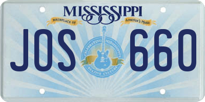 MS license plate JOS660