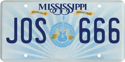 MS license plate JOS666